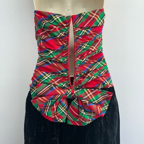 Rimini Saks 5th Avenue 80s Women’s Tartan Plaid Holiday Party Cocktail Dress - Picture 3 of 16